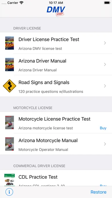 Capturas de tela do Arizona DMV Test Prep