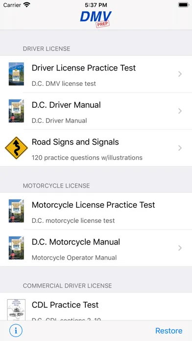 Washington D.C. DMV Test Prep Screenshots