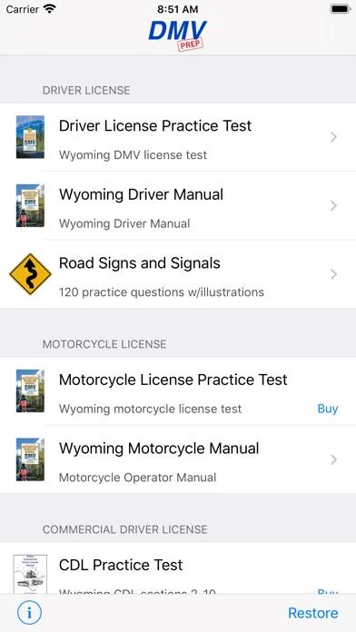 Wyoming DMV Test Prep Screenshots