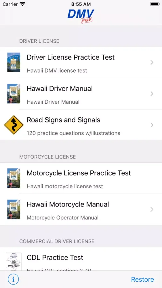 Zrzuty ekranu Hawaii DMV Test Prep