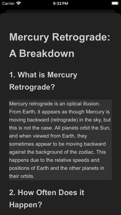 Tangkapan layar Planetary Retrogrades