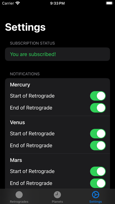 Tangkapan layar Planetary Retrogrades