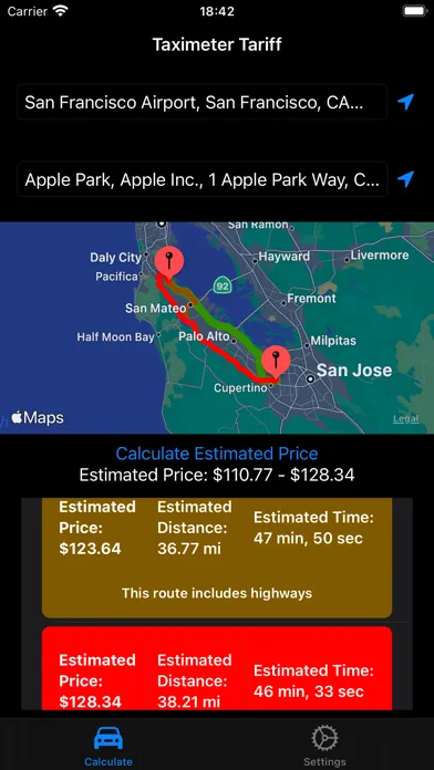 Ảnh chụp màn hình của Taximeter Tariff