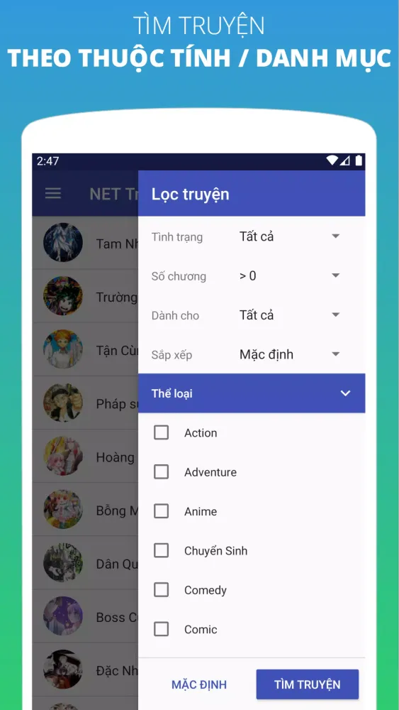 Tangkapan layar NET Truyện