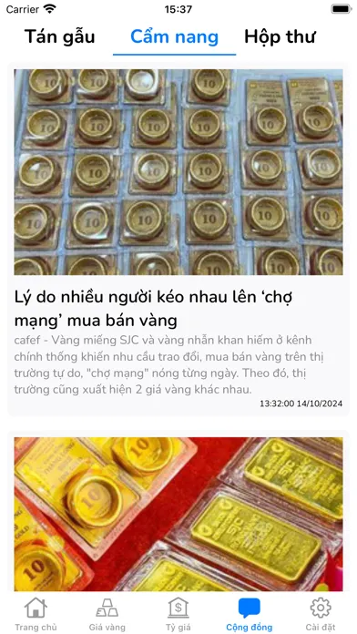 Tangkapan skrin Giá Vàng - Tỷ Giá Ngoại Tệ