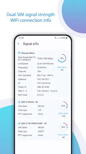Tangkapan layar Net Signal Pro:WiFi & 5G Meter