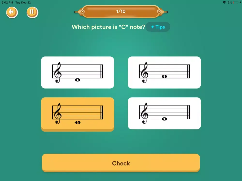Tangkapan skrin learn to play piano PianoElves iPad 