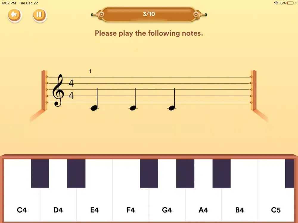 Tangkapan skrin learn to play piano PianoElves iPad 