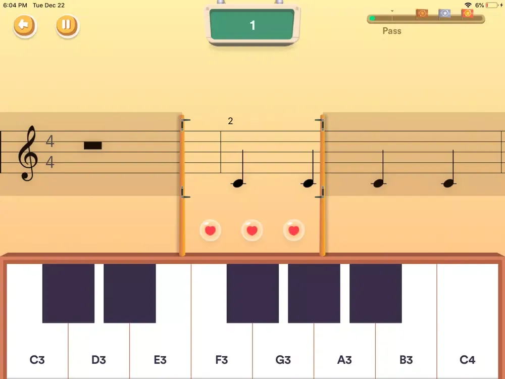 Tangkapan skrin learn to play piano PianoElves iPad 