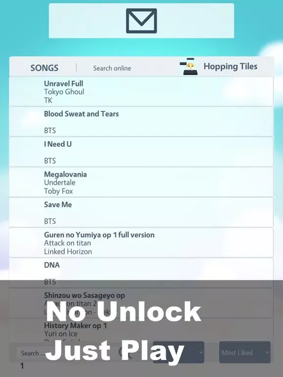 Ảnh chụp màn hình của Hopping Tiles Anime piano game iPad 