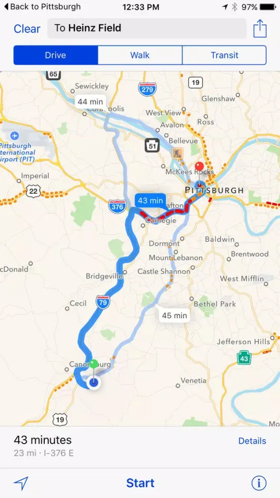 Ảnh chụp màn hình của Get Around Pittsburgh