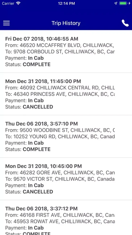 Chilliwack Taxi स्क्रीनशॉट