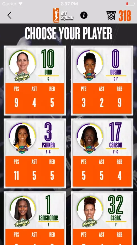 WNBA MySquad Screenshots