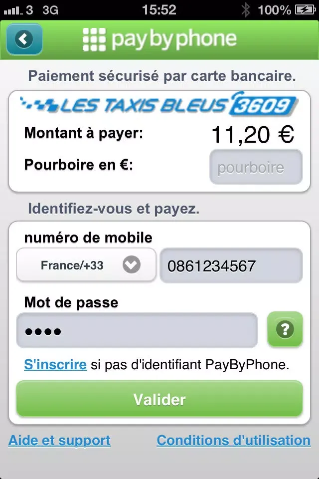 PayByPhone Taxis Bleus Screenshots