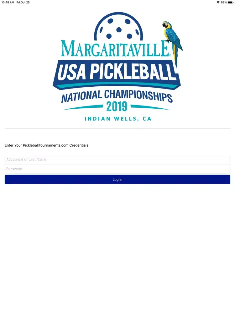 Tangkapan layar Pickleball Nationals Check-in iPad 
