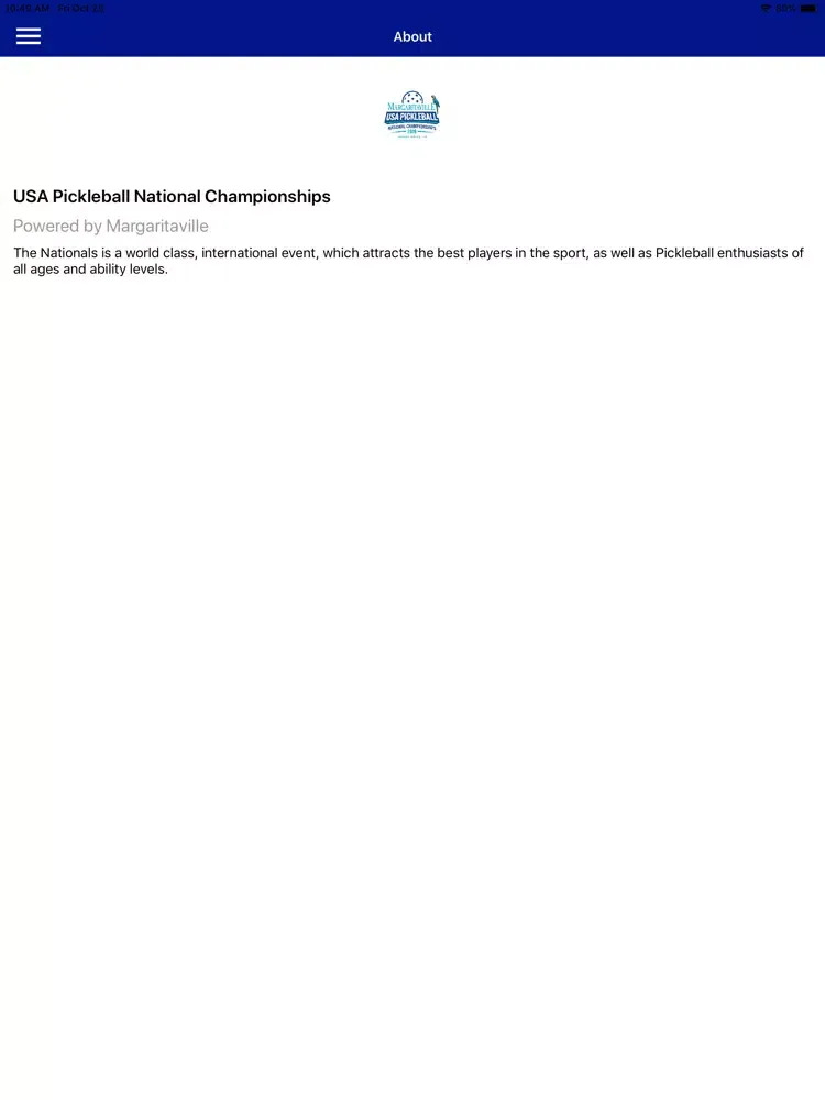 Tangkapan layar Pickleball Nationals Check-in iPad 