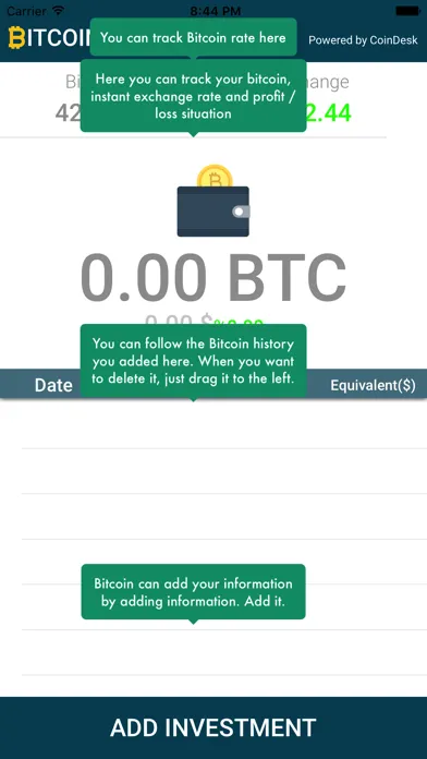 Tangkapan skrin Bitcoin Tracker - Agenda