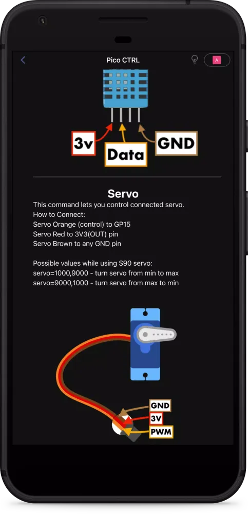 Zrzuty ekranu Pico W Ctrl: control w/o code