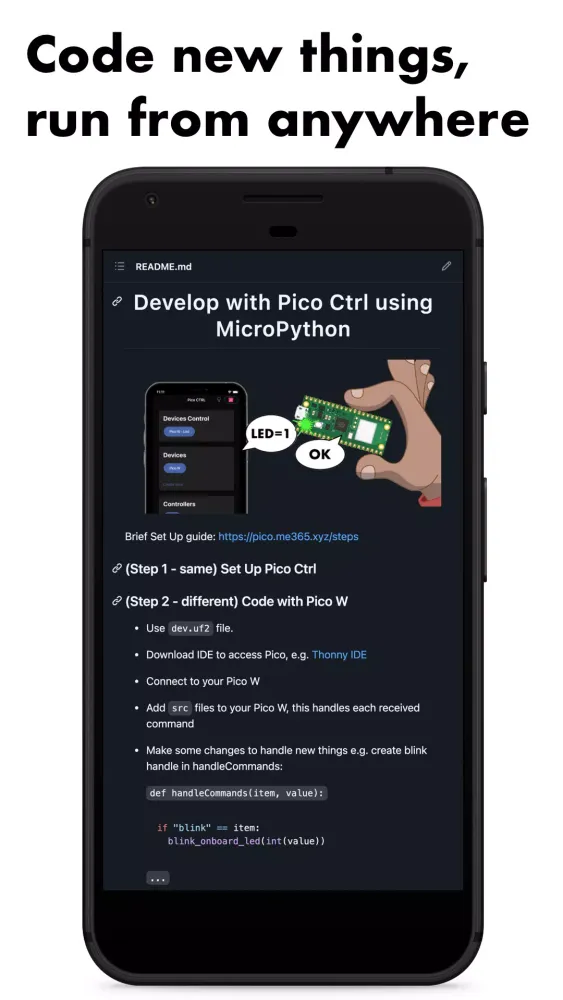Zrzuty ekranu Pico W Ctrl: control w/o code