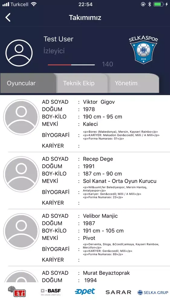 Captures d'écran de SELKASPOR