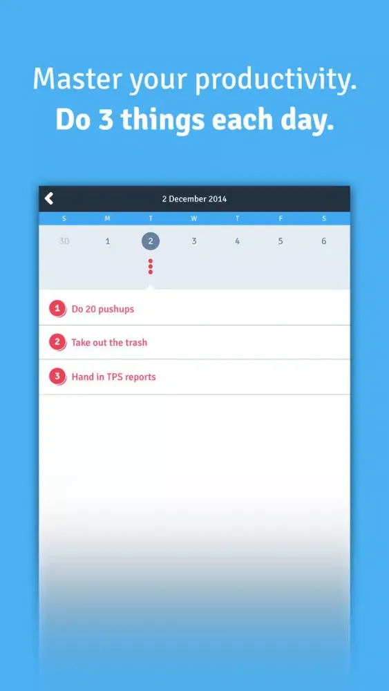 Captures d'écran de Do 3 Things (Pro Version) - Daily Procrastination and Motivation Tool Organizer