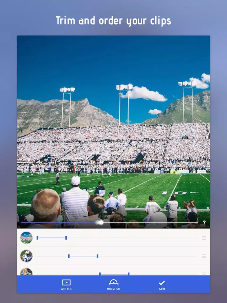 Combine Videos & Clips Together In Video Slideshow iPad 应用截图