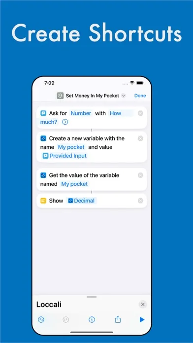 Tangkapan skrin Loccali: for Shortcuts