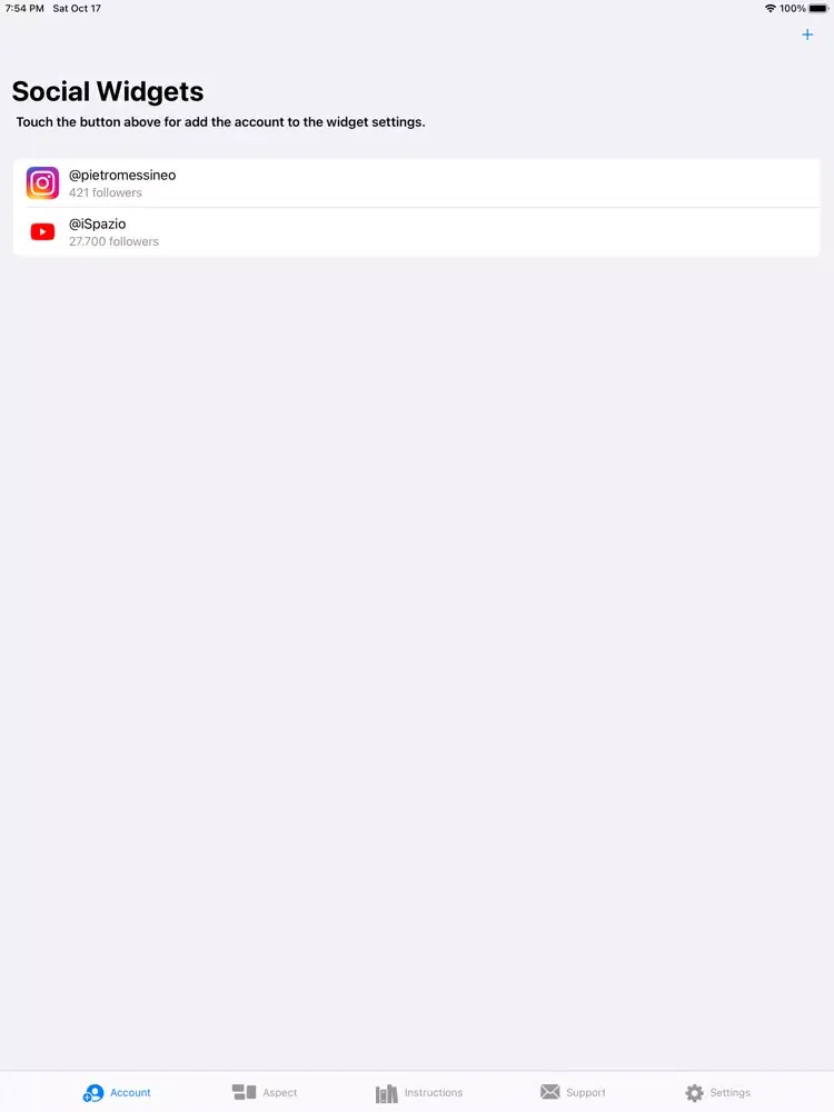 Ảnh chụp màn hình của Social Widgets: iPad 