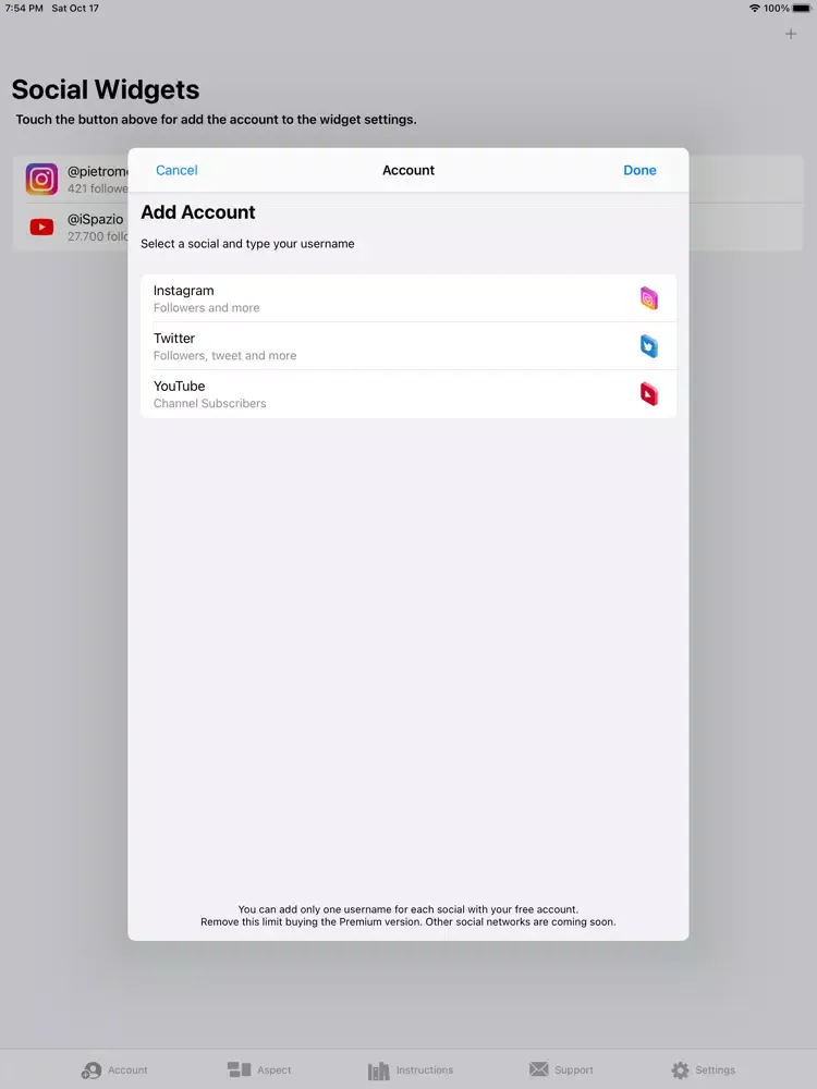 Ảnh chụp màn hình của Social Widgets: iPad 