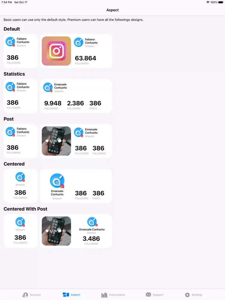 Ảnh chụp màn hình của Social Widgets: iPad 