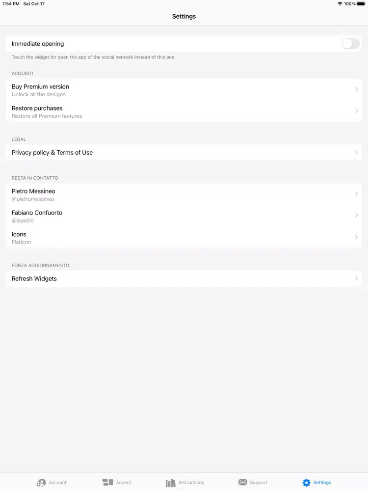 Ảnh chụp màn hình của Social Widgets: iPad 
