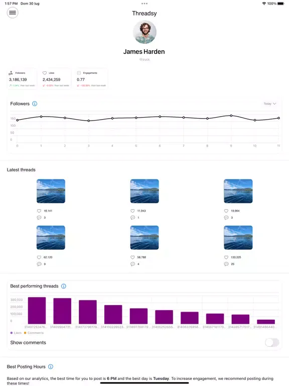 Threadsy: Stats for Threads iPad  স্ক্রিনশট
