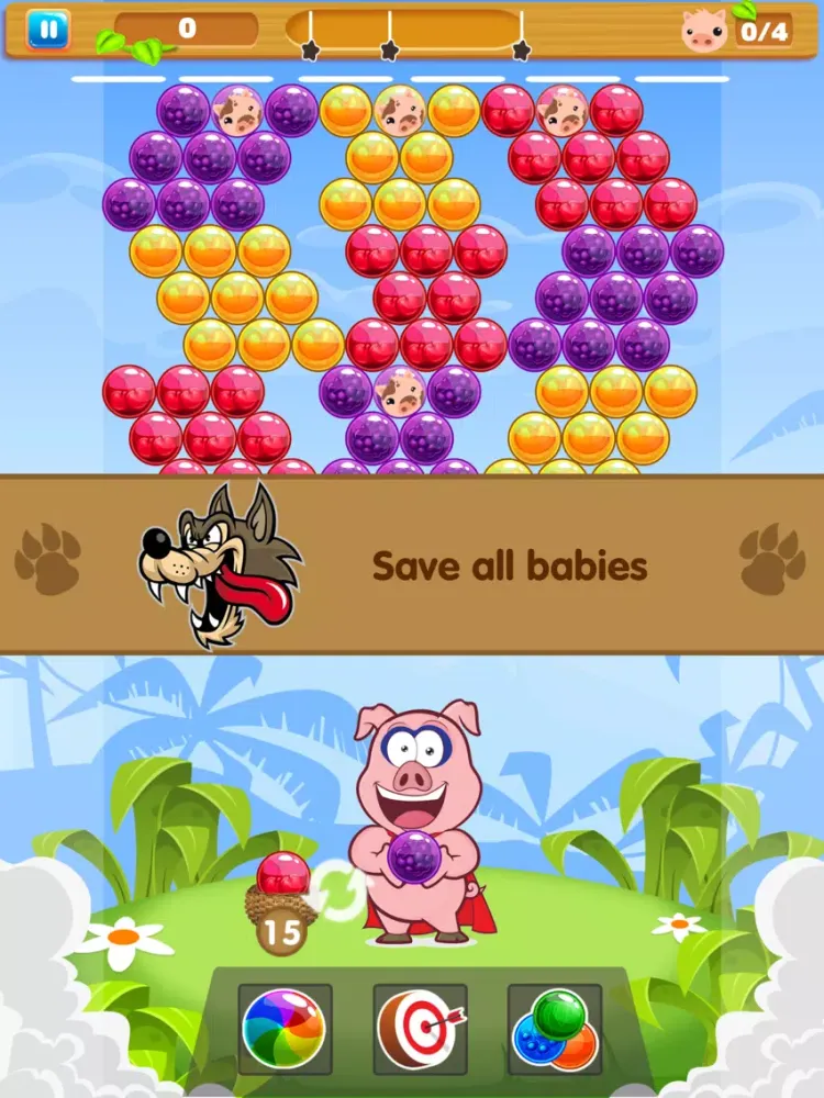 Pig Rescue Bubble Shooter iPad 应用截图