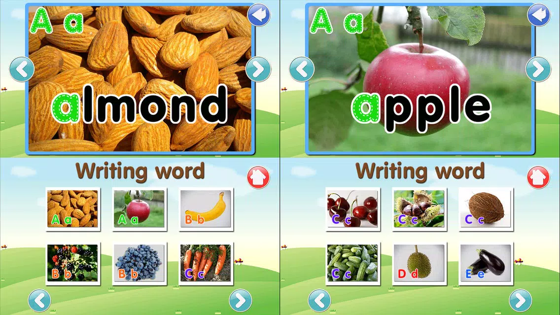 ABC Alphabet Fruit Veg Flashcards Write 스크린샷