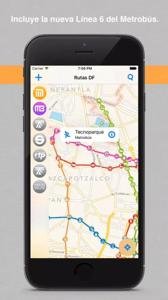 Capturas de pantalla de Rutas DF Metro, Metrobús, Tren Ligero, Suburbano, Mexibús, Trolebús y Ecobús de la Ciudad y Estado de México