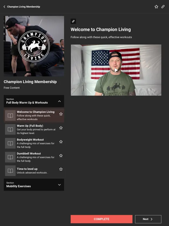 Tangkapan skrin Champion Living Fitness iPad 