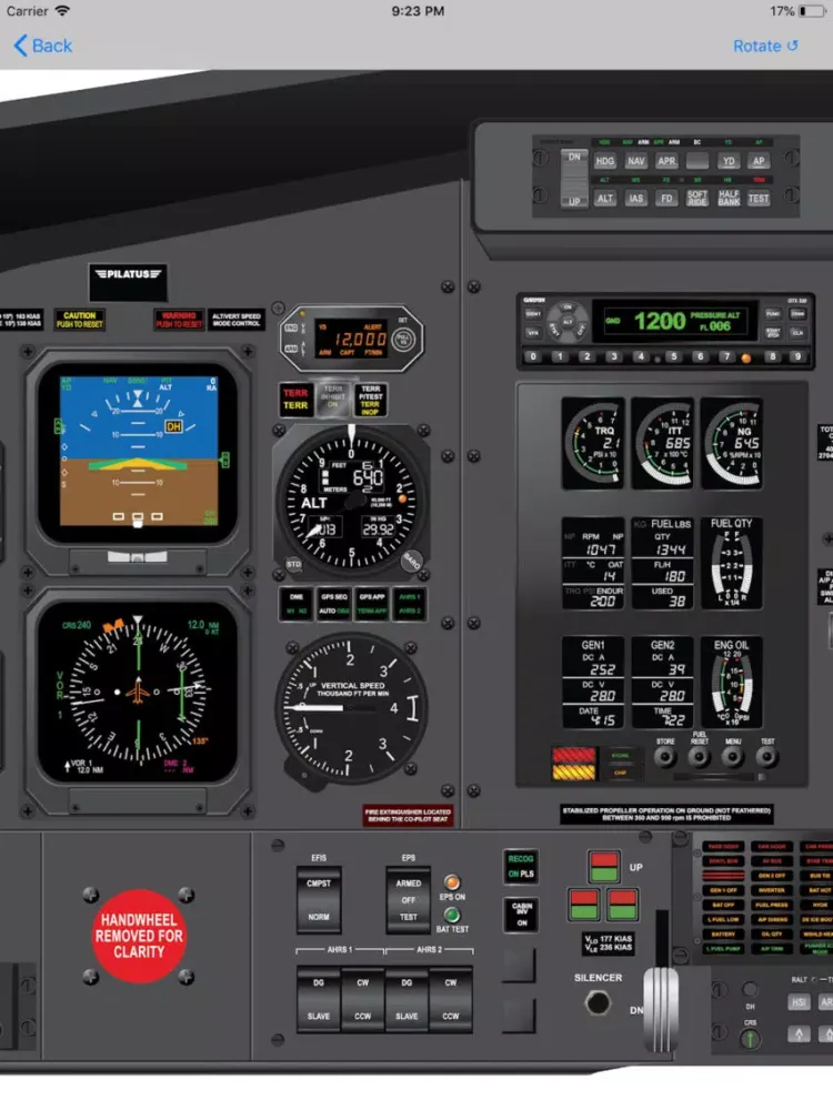 Capturas de tela do Pilatus PC12-47E NG Study App iPad 