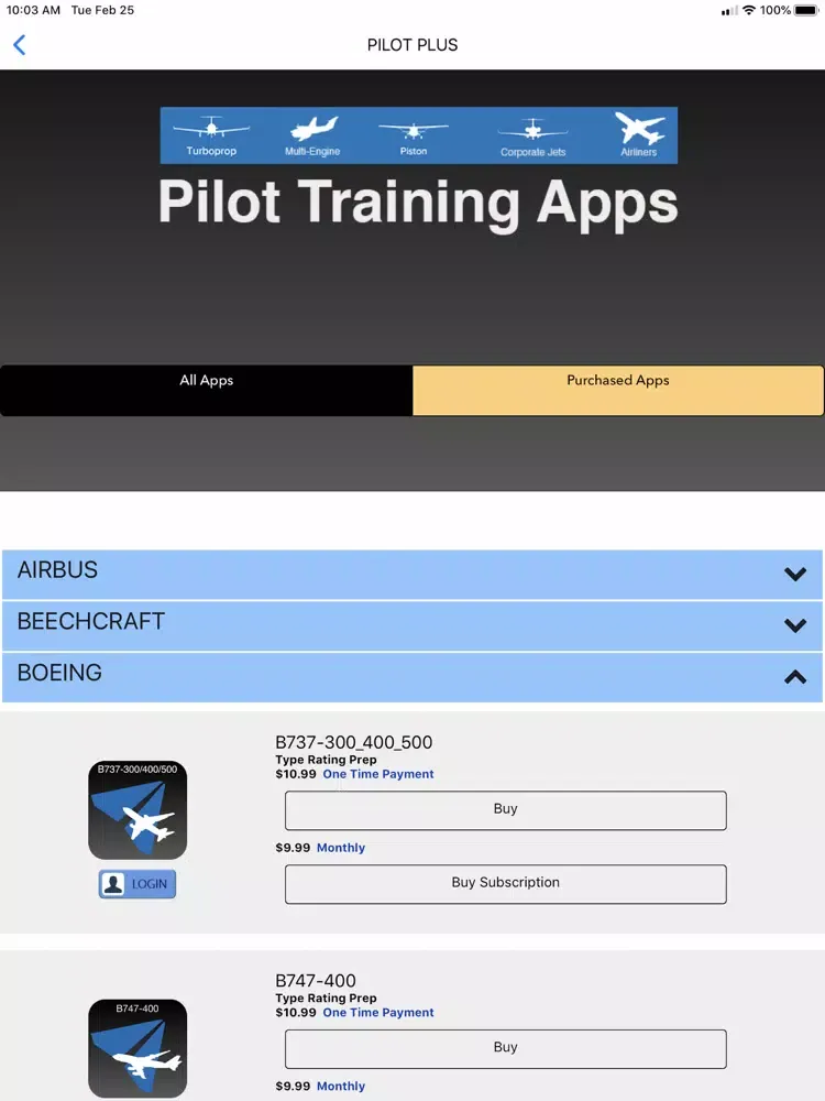 Capturas de tela do PILOT PLUS iPad 