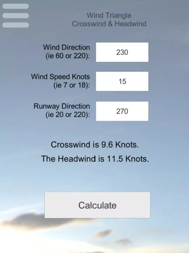 Flight Calculator Pilot Effect iPad  Screenshots