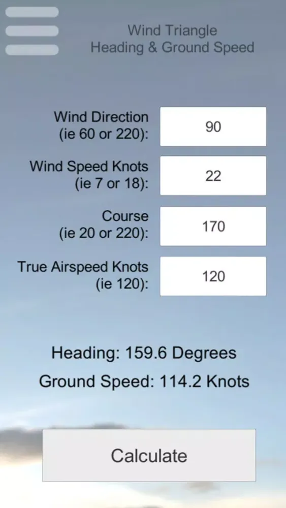 Flight Calculator Pilot Effect Screenshots