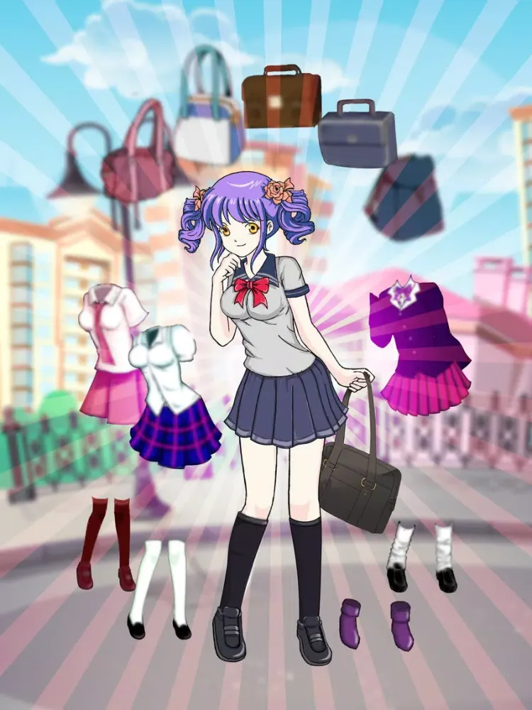 تصاویر Chibi Girl Student Cartoon Dress up iPad 