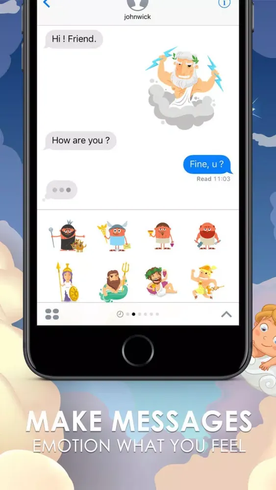Capturas de tela do Greek Gods Emoji Sticker Keyboard Themes ChatStick