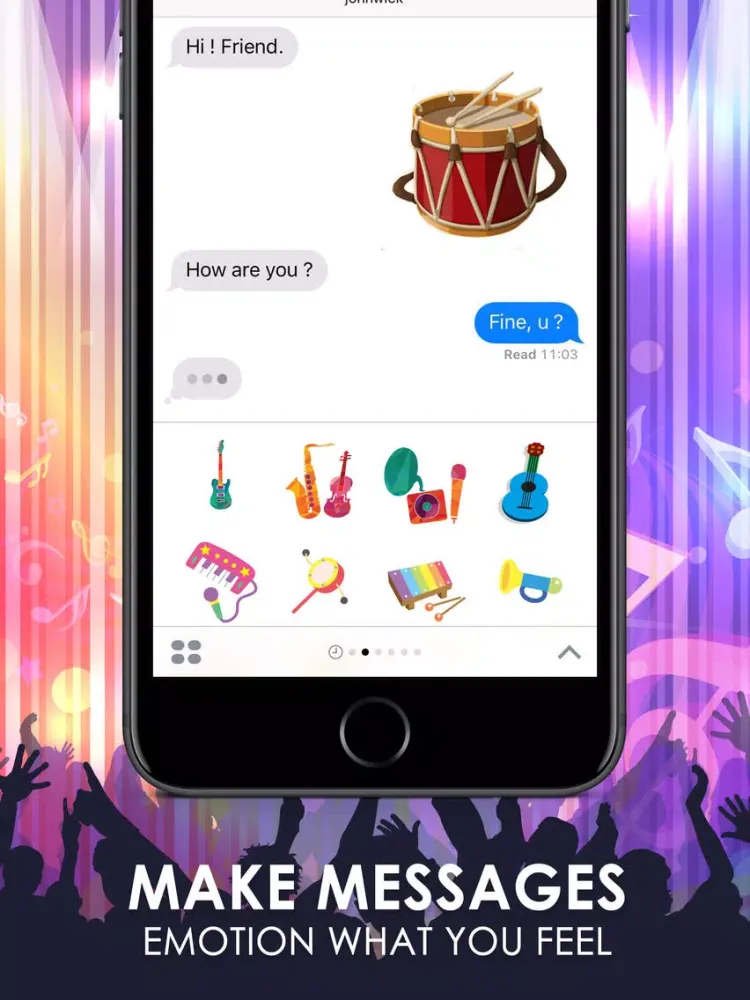 صور Music Emoji Stickers Keyboard Art Themes ChatStick iPad 