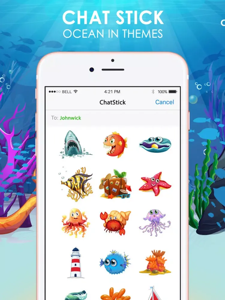The Ocean Emoji Stickers Keyboard Themes ChatStick iPad  Screenshots