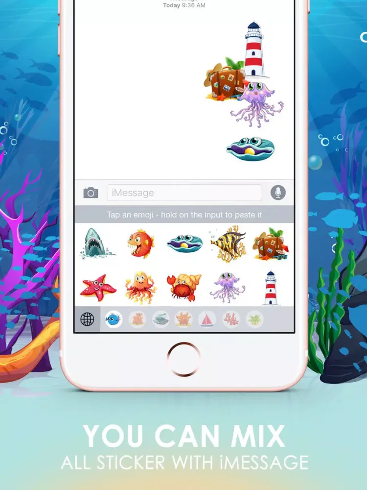 The Ocean Emoji Stickers Keyboard Themes ChatStick iPad  Screenshots