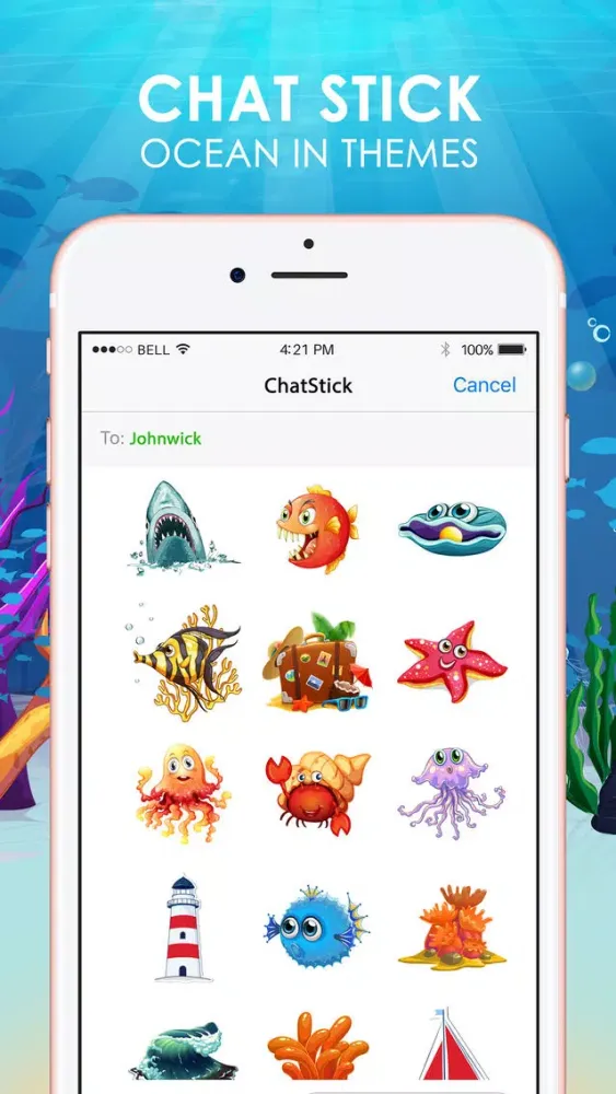 The Ocean Emoji Stickers Keyboard Themes ChatStick Screenshots