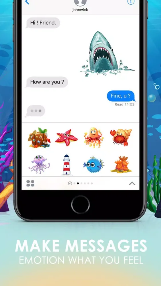 The Ocean Emoji Stickers Keyboard Themes ChatStick Screenshots