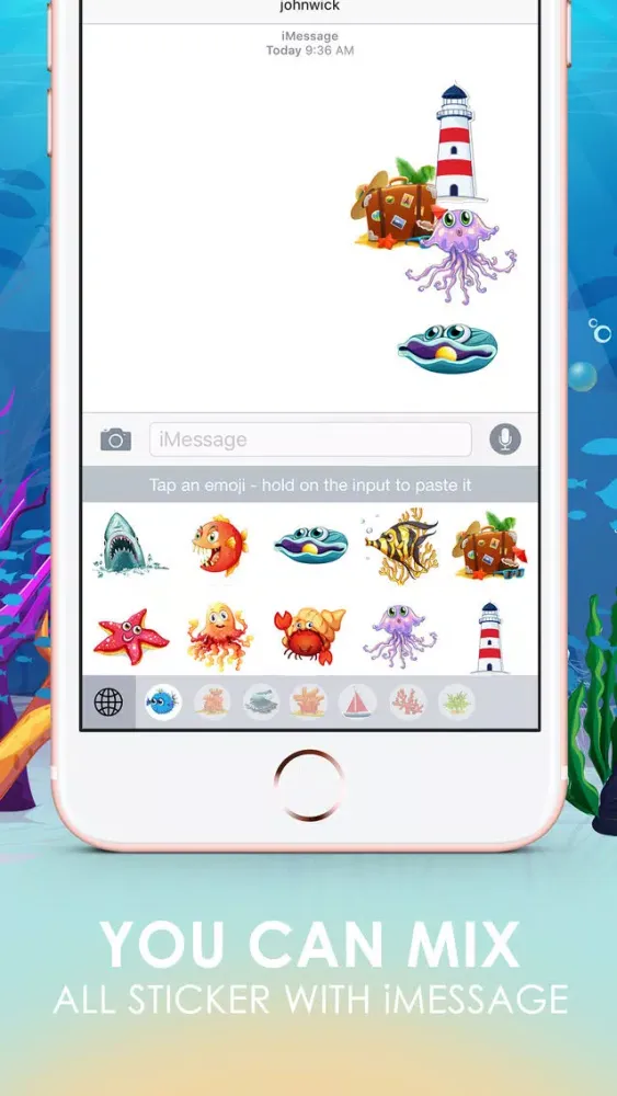 The Ocean Emoji Stickers Keyboard Themes ChatStick Screenshots