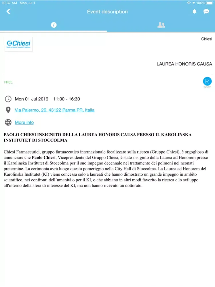 Capturas de pantalla de Chiesi Events iPad 
