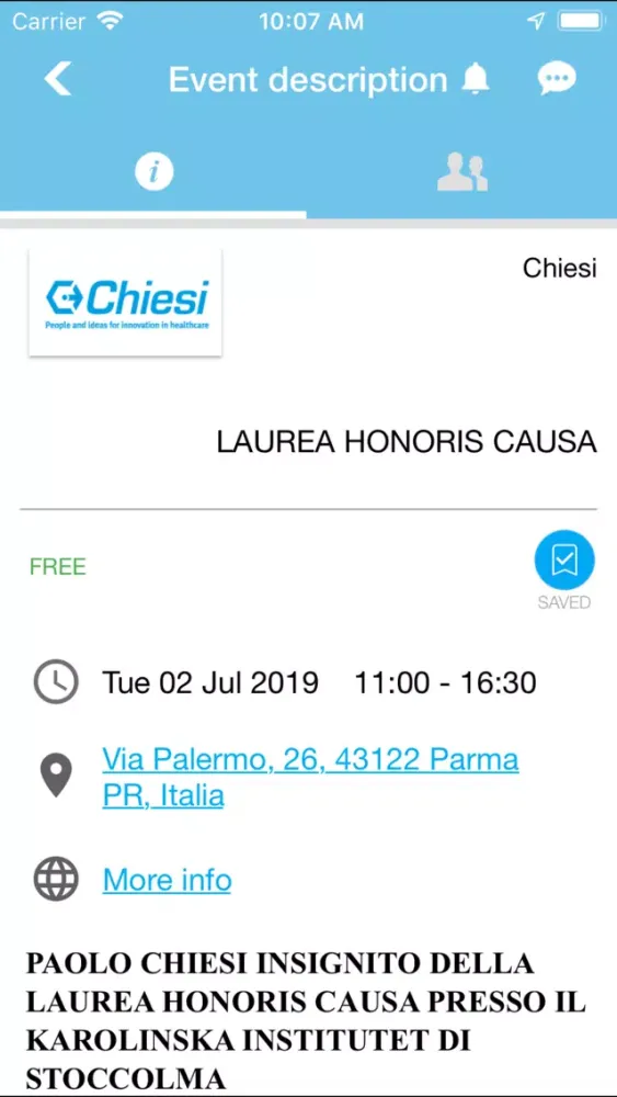 Capturas de pantalla de Chiesi Events